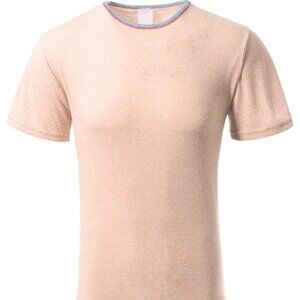 FXN Men's Three Tone High Low Short Sleeve T shirt Peach